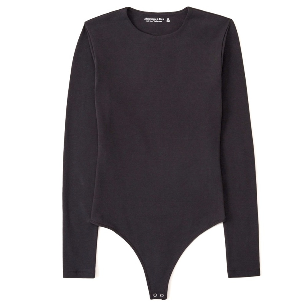 ABERCROMBIE & FITCH LONG SLEEVE SEAMLESS BODYSUIT - BLACK SIZE SMALL (PREOWNED)